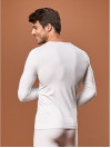 Férfi hosszú ujjú, környakú póló - Fehér