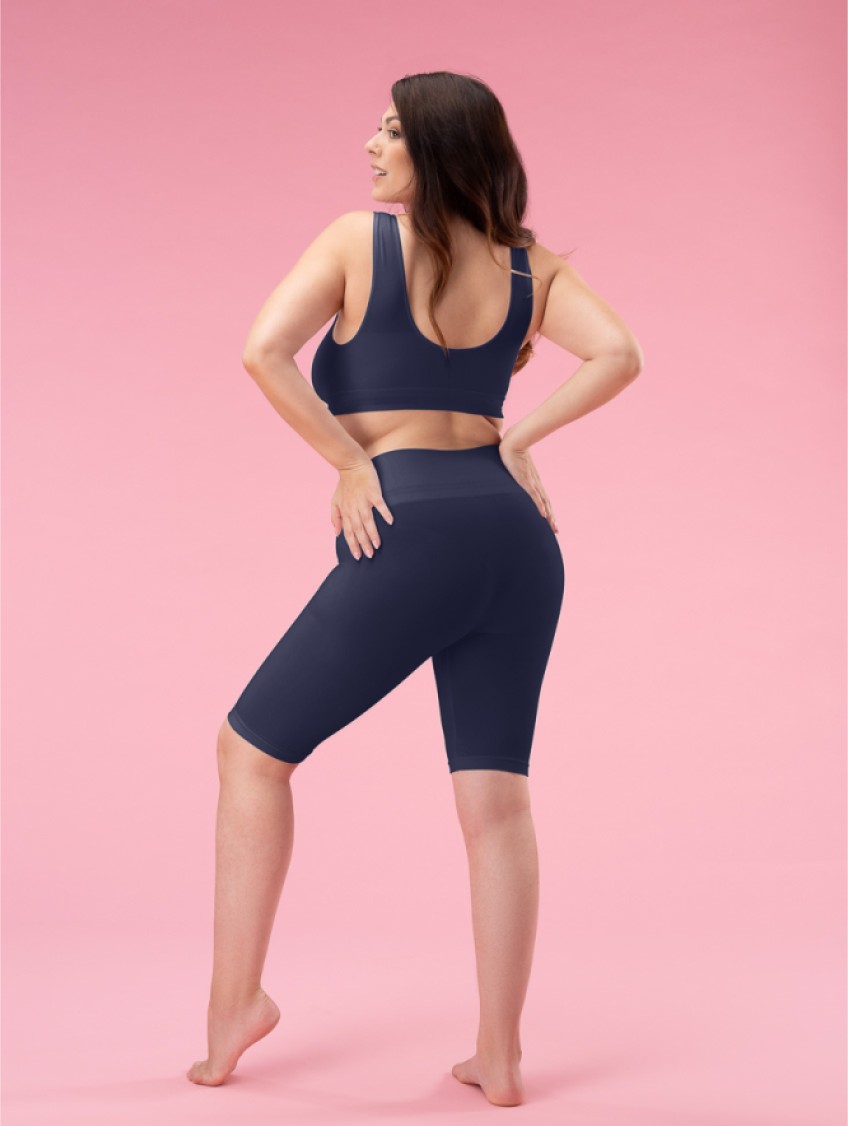 Női magas derekú biciklis nadrág - Sötétkék