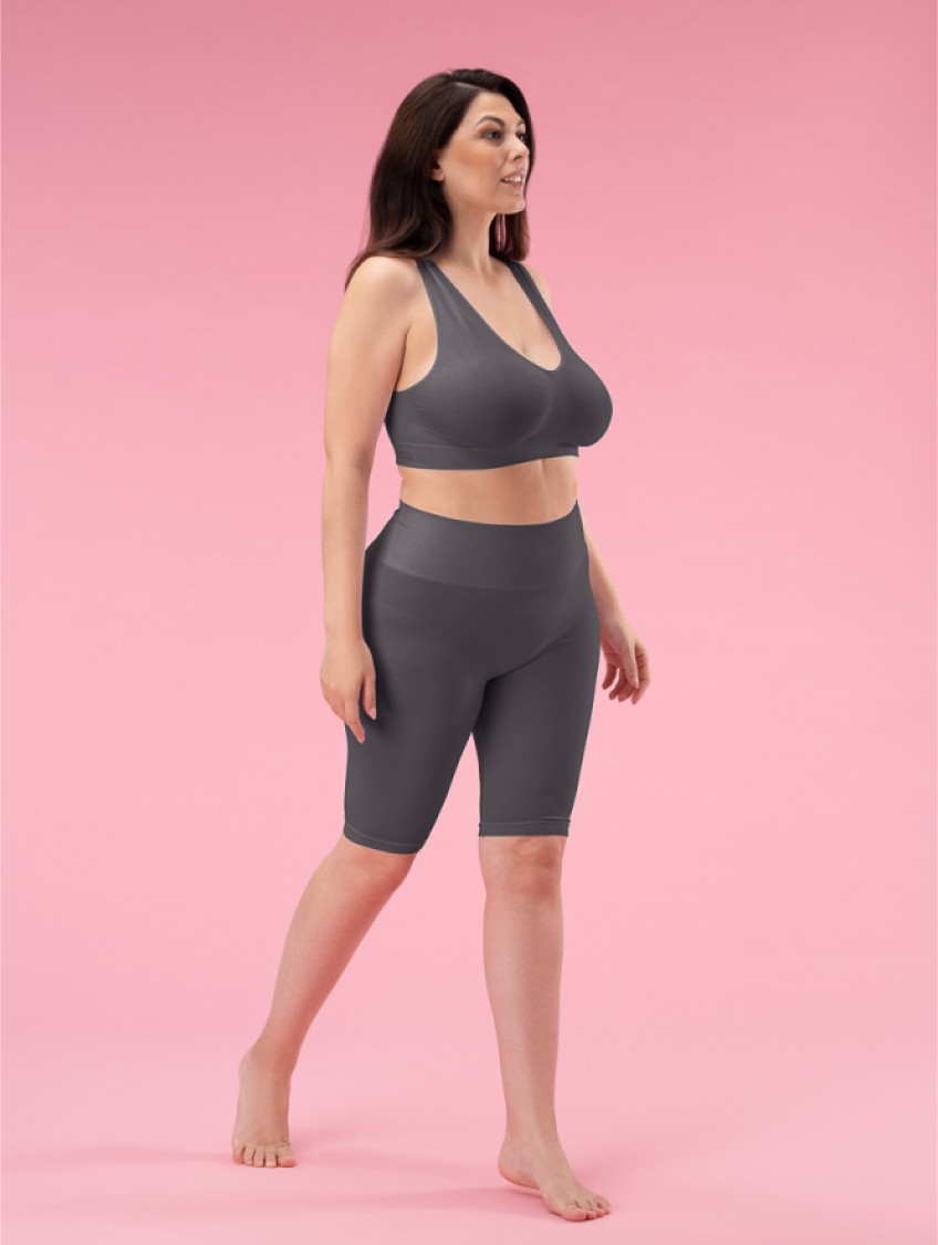 Női magas derekú biciklis nadrág - Antracit
