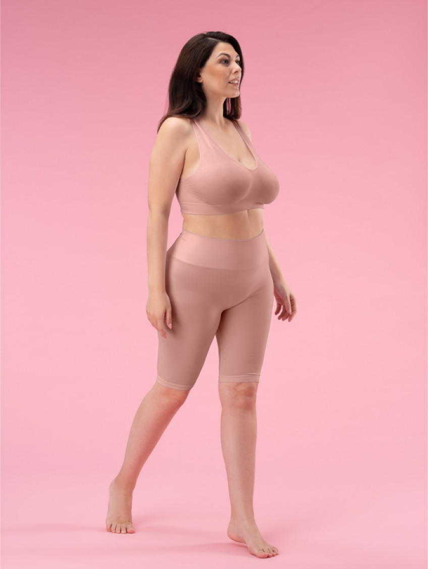 Női magas derekú biciklis nadrág - Rosa antico