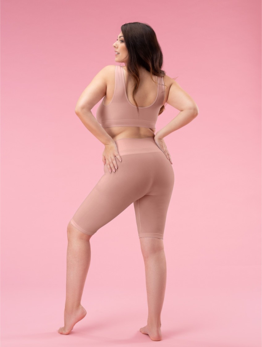 Női magas derekú biciklis nadrág - Rosa antico