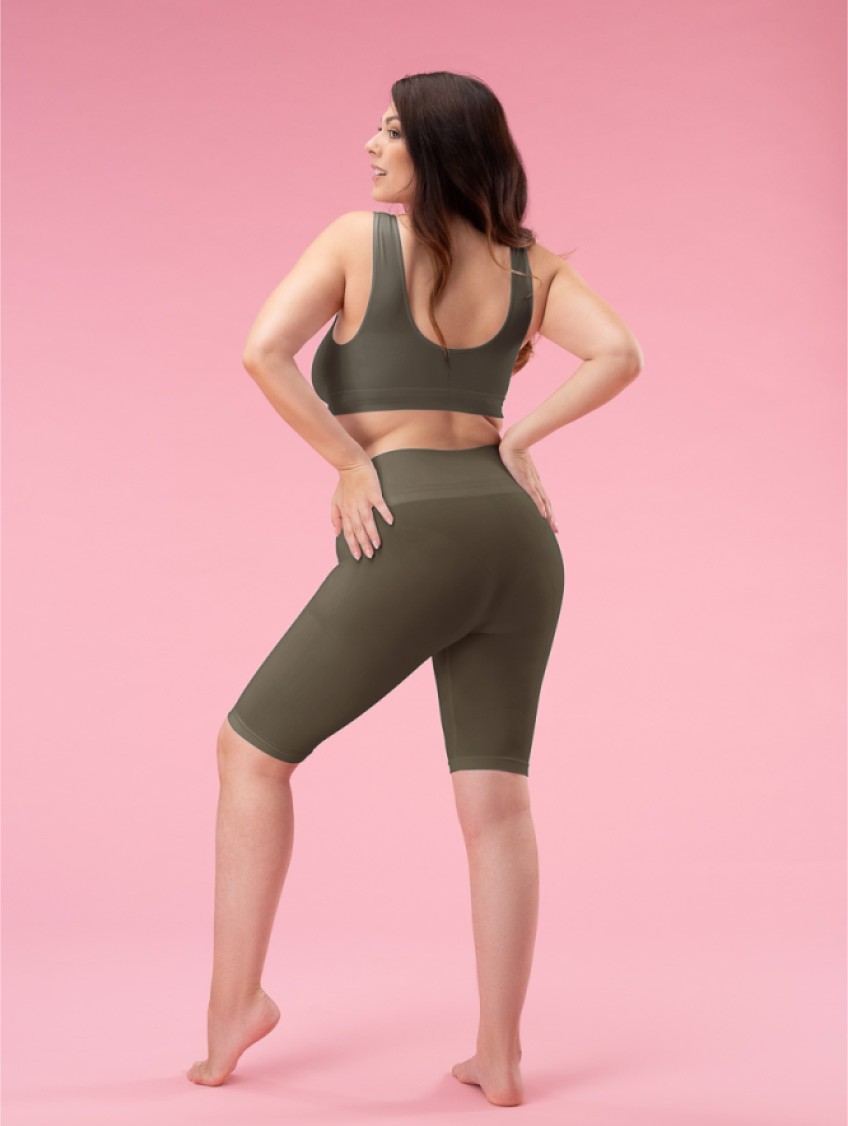 Női magas derekú biciklis nadrág - Oliva