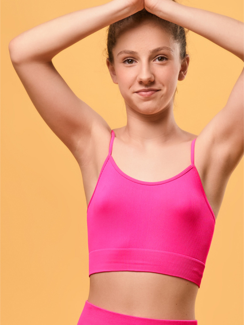 Lány bordázott top - Pink