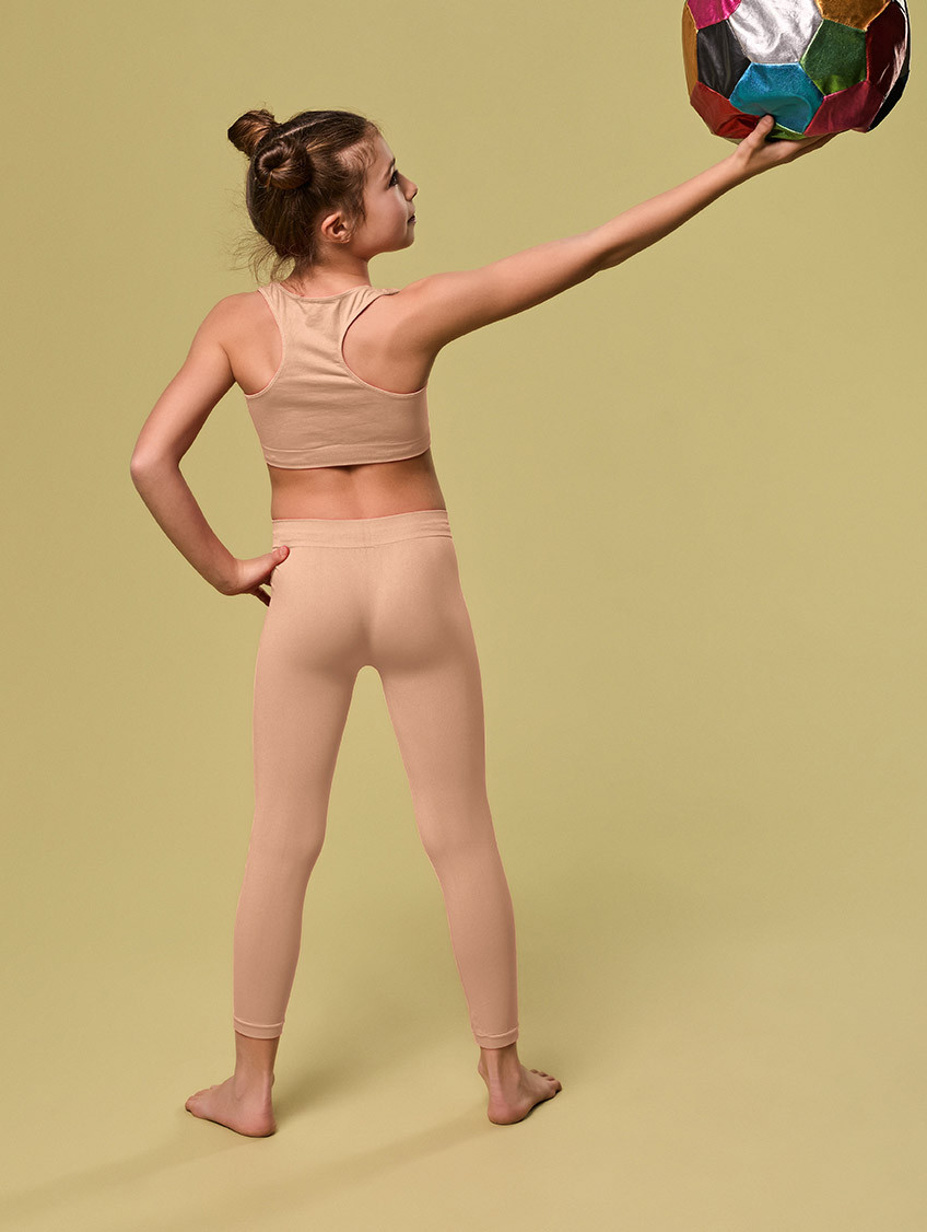 Lány hosszú leggings - Testszínű