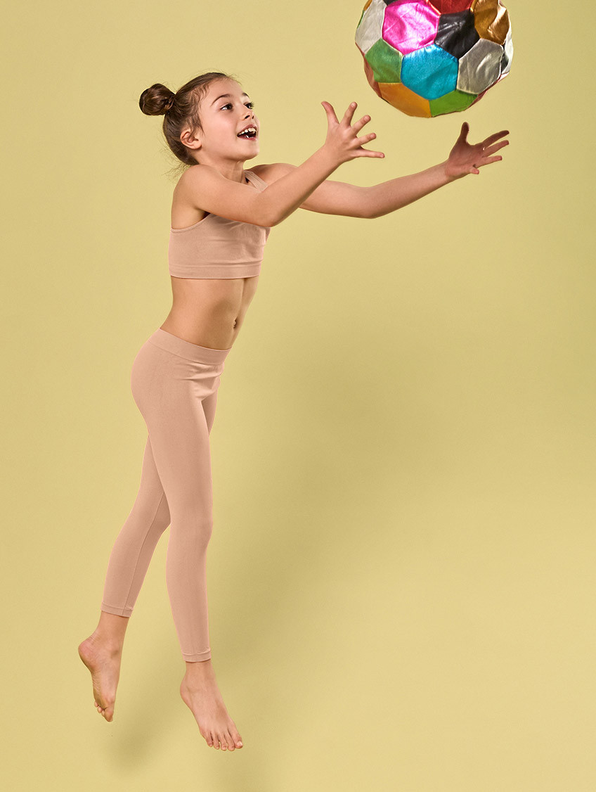 Lány hosszú leggings - Testszínű