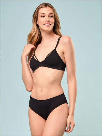 Női bordázott bugyi - Fekete