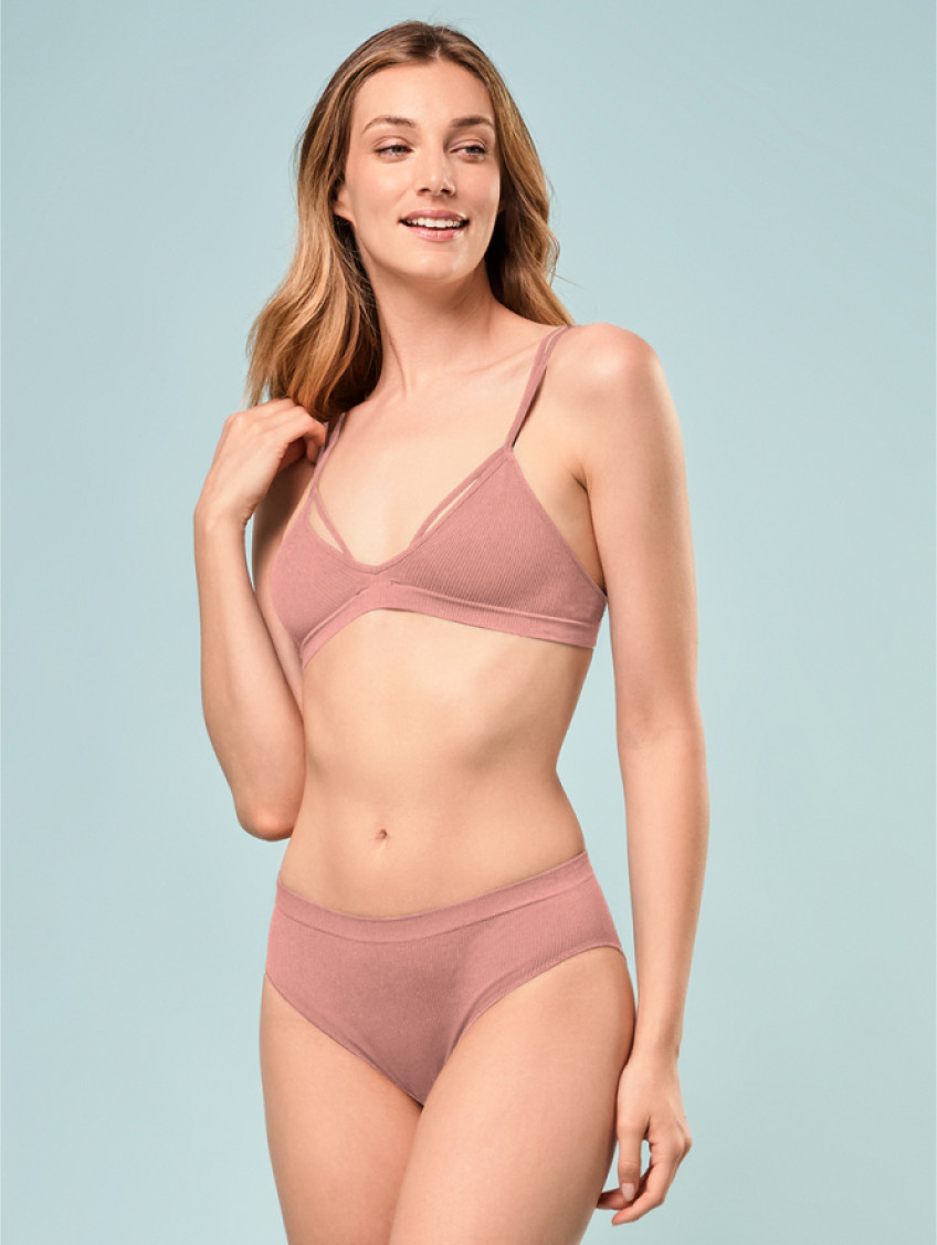 Női bordázott bugyi - Rosa antico