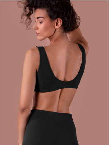 Női bordázott, szivacsos melltartó - Fekete Női bordázott, szivacsos melltartó - Fekete