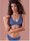 Női bordázott, szivacsos melltartó - Alaska kék