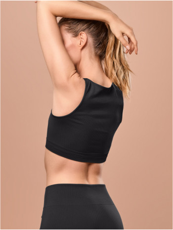 Női top, bordázott - Fekete Női top, bordázott - Fekete