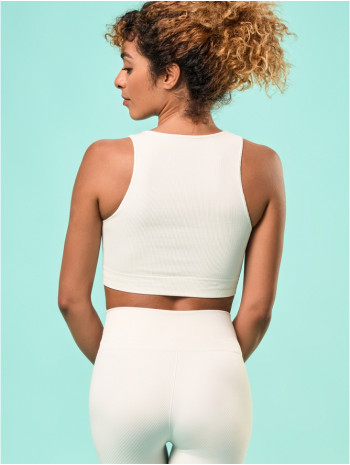 Női top, bordázott - Elefántcsontszínű