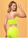 Női bordázott top, spagetti pántos  - Neon sárga