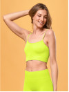 Női bordázott top, spagetti pántos  - Neon sárga