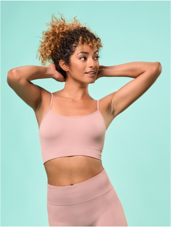 Női bordázott top, spagetti pántos  - Rosa antico