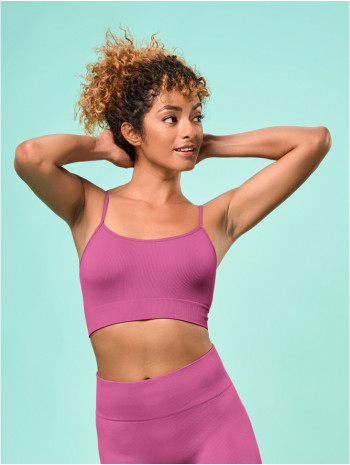 Női bordázott top, spagetti pántos  - Mályva