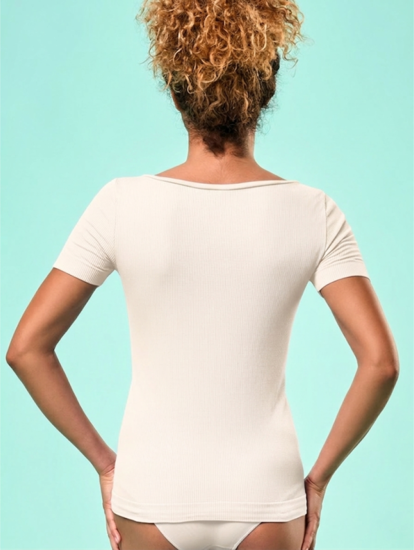 Női rövid ujjú, bordázott póló - ELEFÁNTCSONTSZÍNŰ Női rövid ujjú, bordázott póló - ELEFÁNTCSONTSZÍNŰ