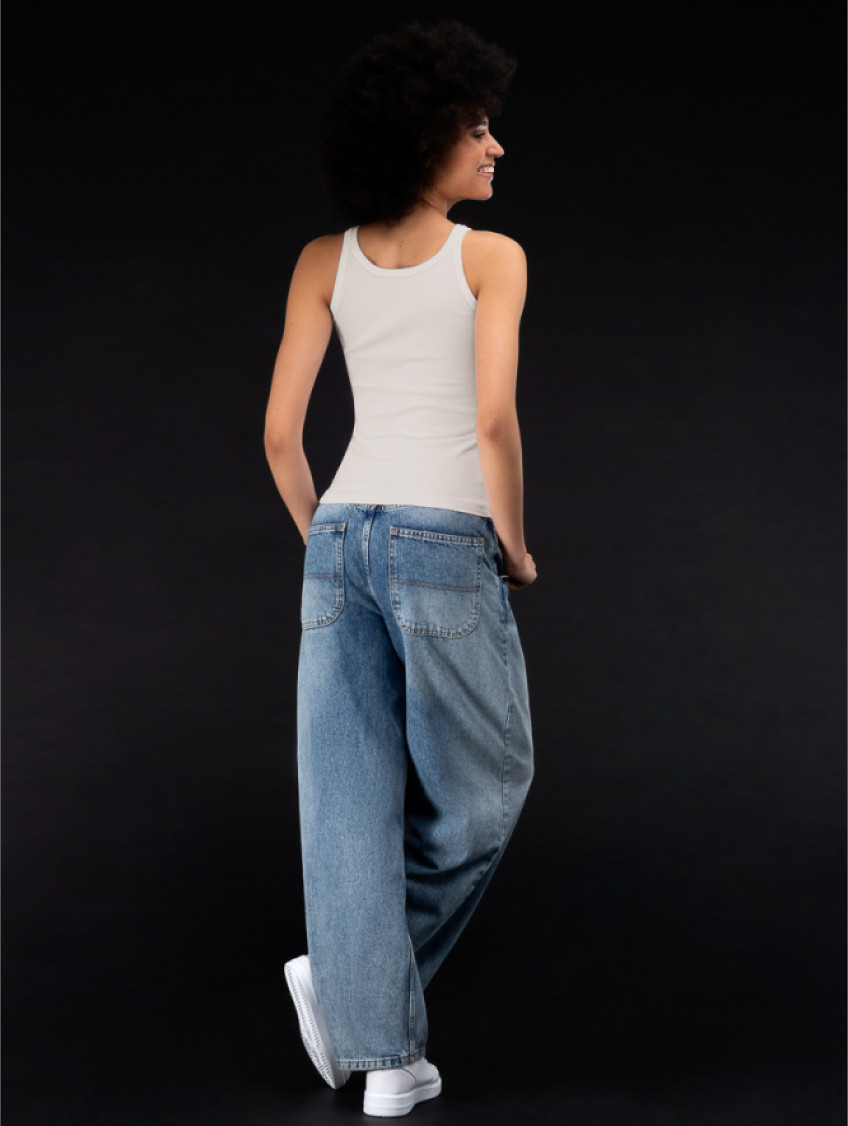 Női bordázott trikó - Elefántcsontszín