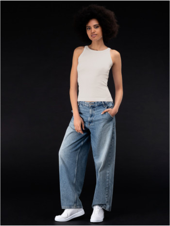 Női bordázott trikó - Elefántcsontszín