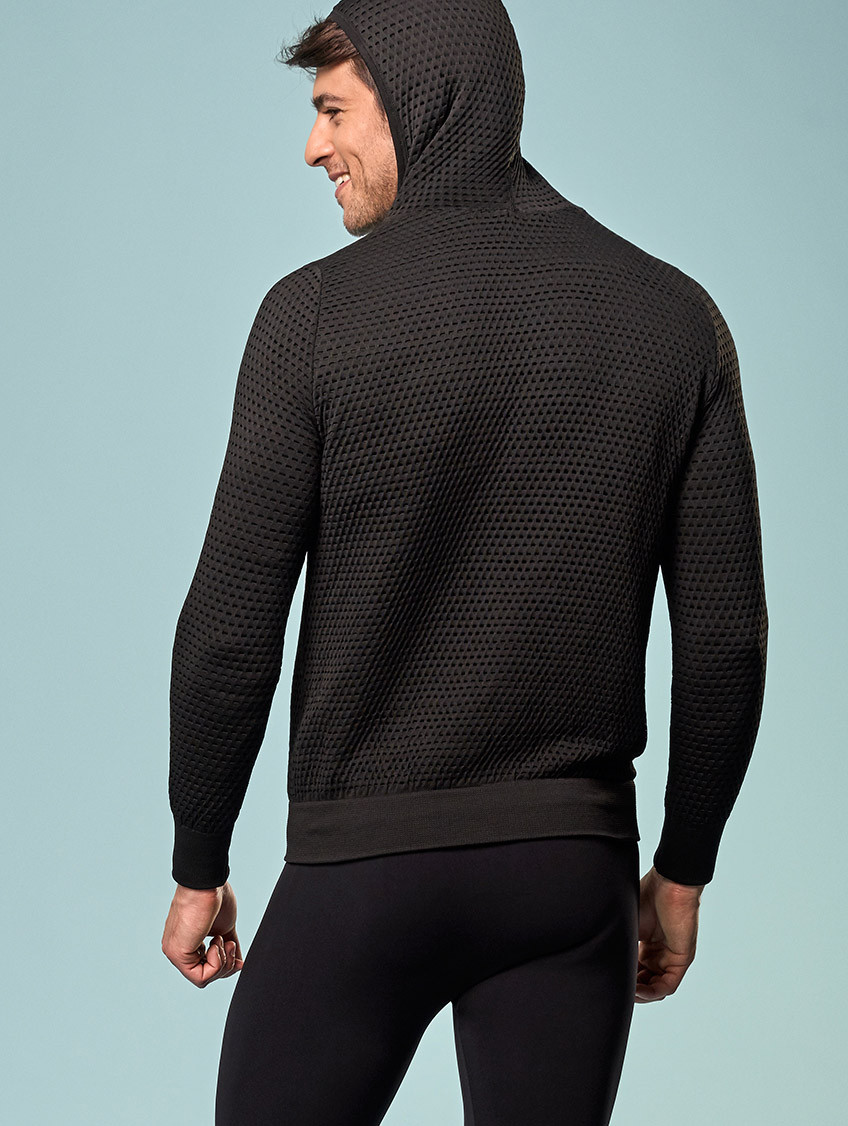 Férfi dryarn kapucnis pulóver - Fekete