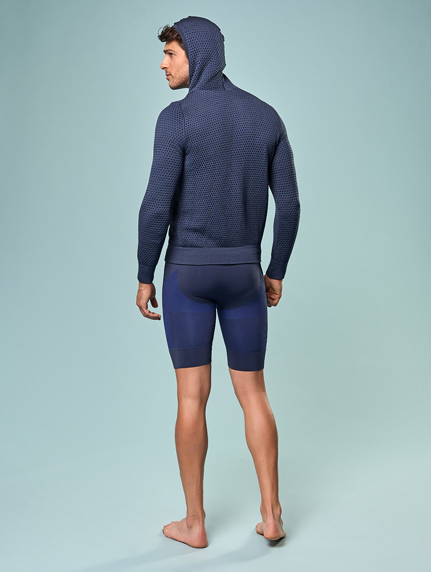 Férfi dryarn kapucnis pulóver - Sötétkék