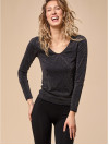 Női lurex hosszú ujjú felső - Fekete Női lurex hosszú ujjú felső - Fekete
