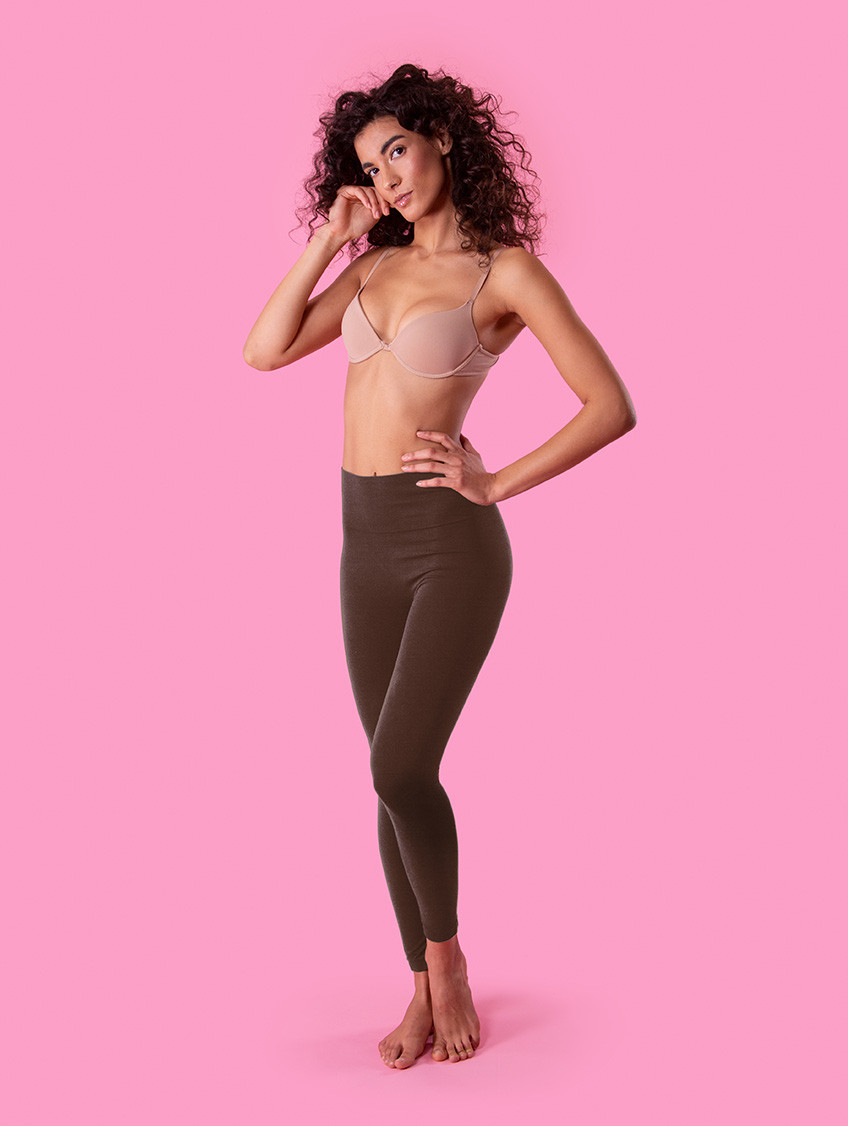 Női magas derekú leggings - Csokoládé Női magas derekú leggings - Csokoládé