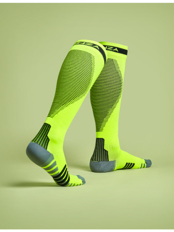 Zokni Runner, kompressziós, hosszú - Fekete/Neon sárga
